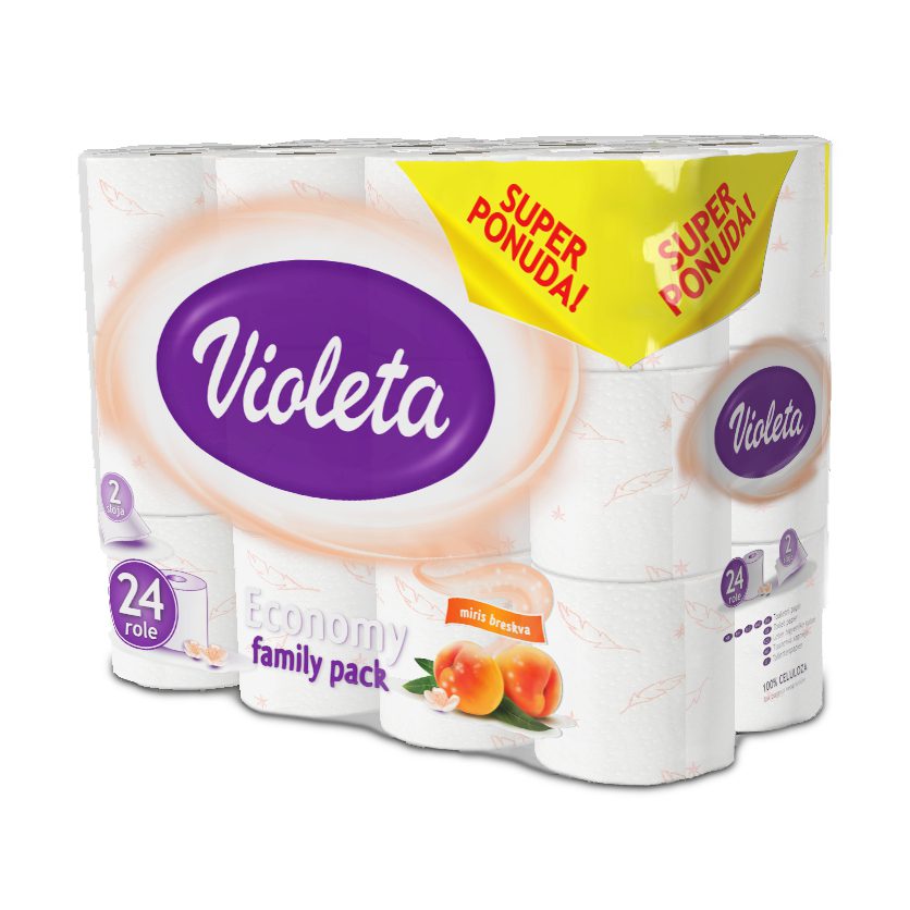 Violeta Тоалетна хартија Праска Двослојна 24 ролни