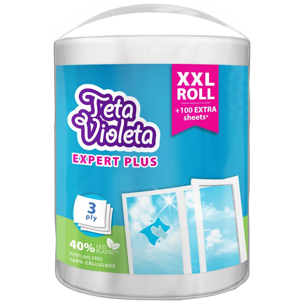 Teta Violeta Expert Трослојни кујнски бришач за стакло 290 листа