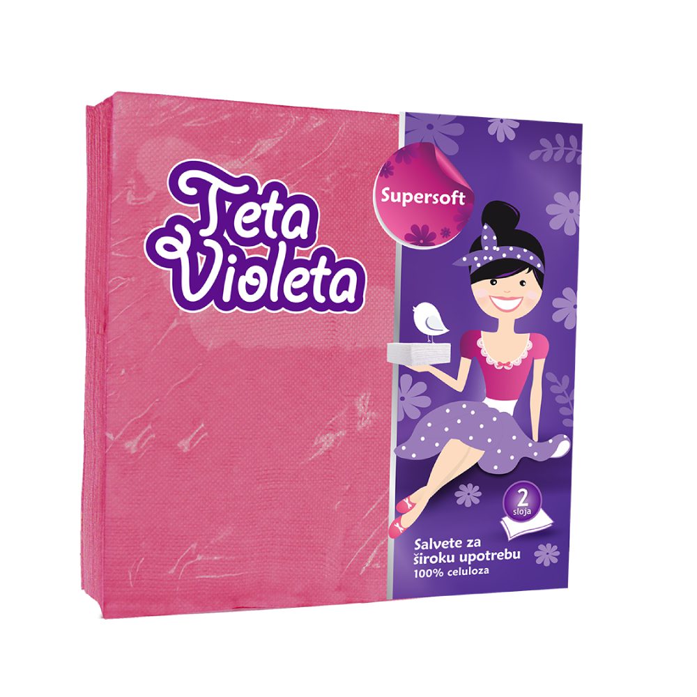 Violeta Двослојни салфети Розеви 38х38cm 25/1
