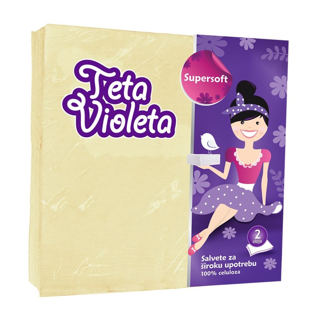 Violeta Двослојни салфети Жолти 38х38cm 25/1
